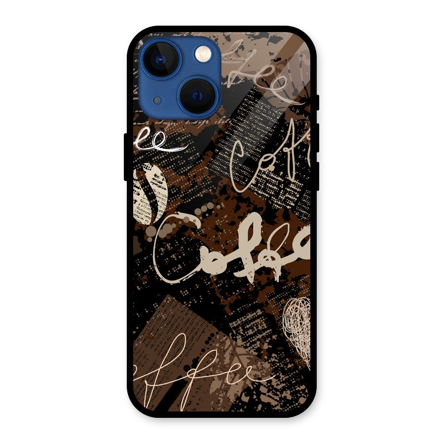Coffee Scribbles Glass Back Case for iPhone 13 Mini