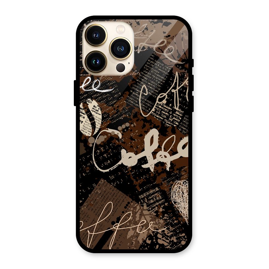 Coffee Scribbles Glass Back Case for iPhone 13 Pro Max