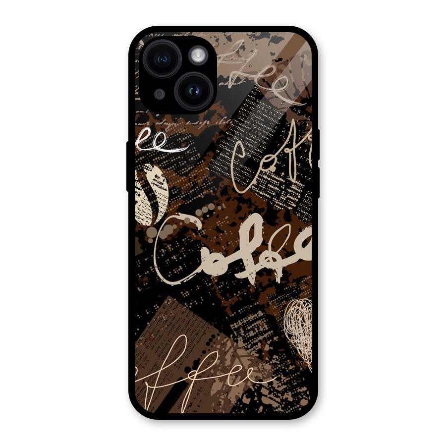 Coffee Scribbles Glass Back Case for iPhone 14