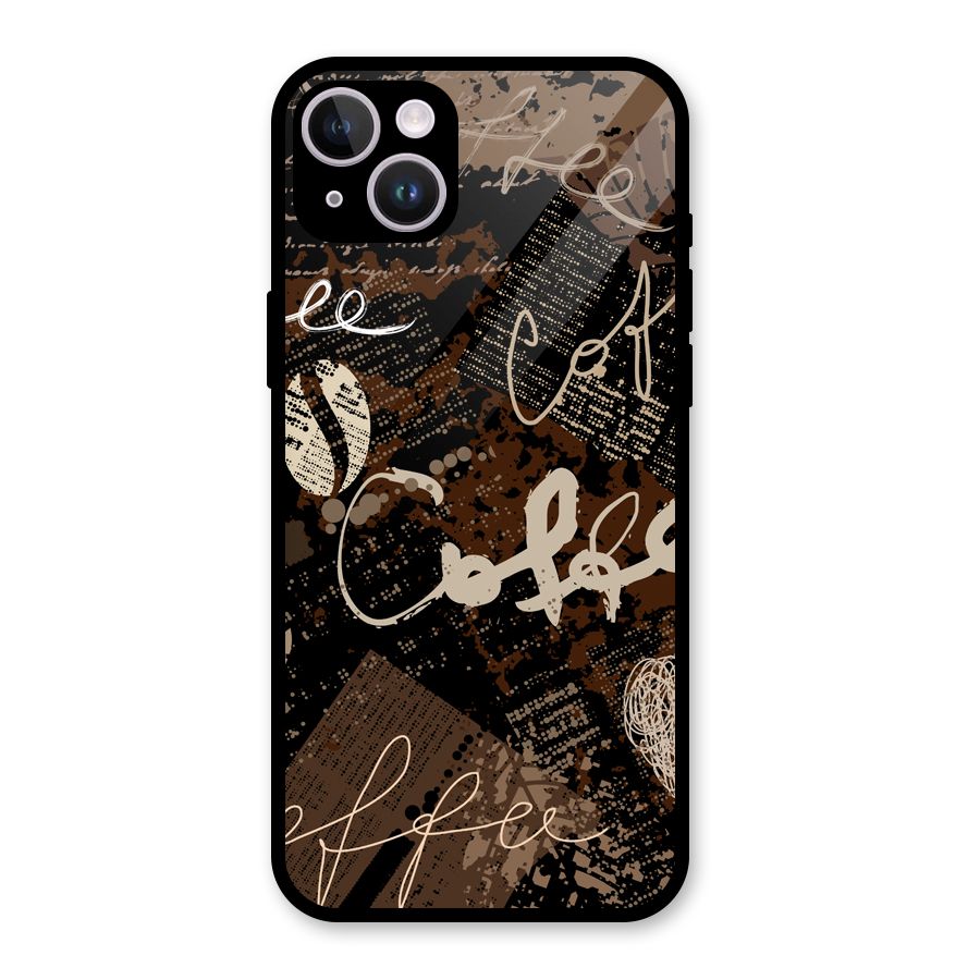 Coffee Scribbles Glass Back Case for iPhone 14 Plus