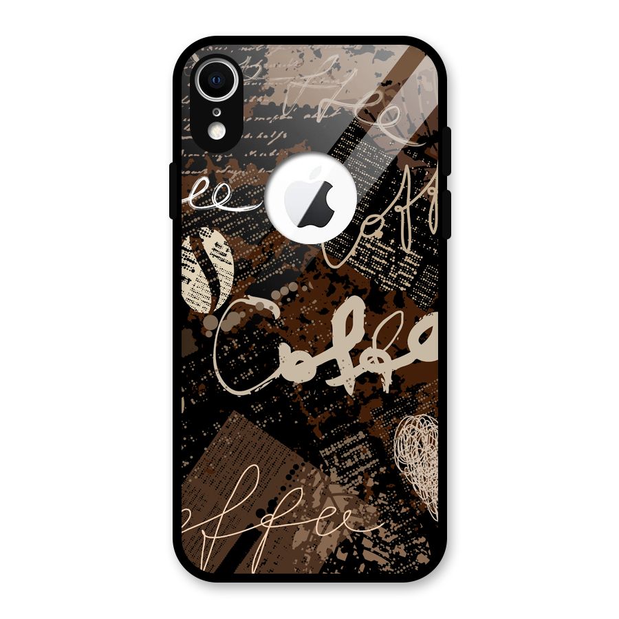 Coffee Scribbles Glass Back Case for iPhone XR Logo Cut