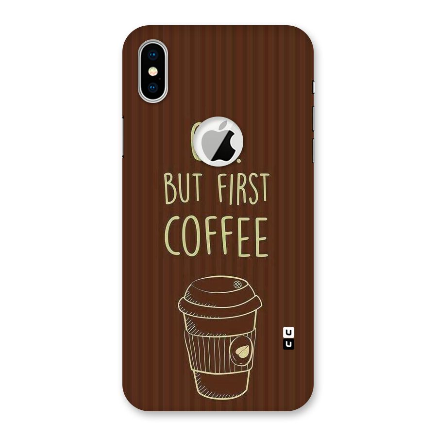 Coffee Stripes Back Case for iPhone X Logo Cut