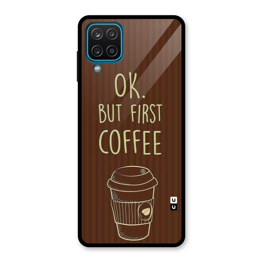 Coffee Stripes Glass Back Case for Galaxy A12