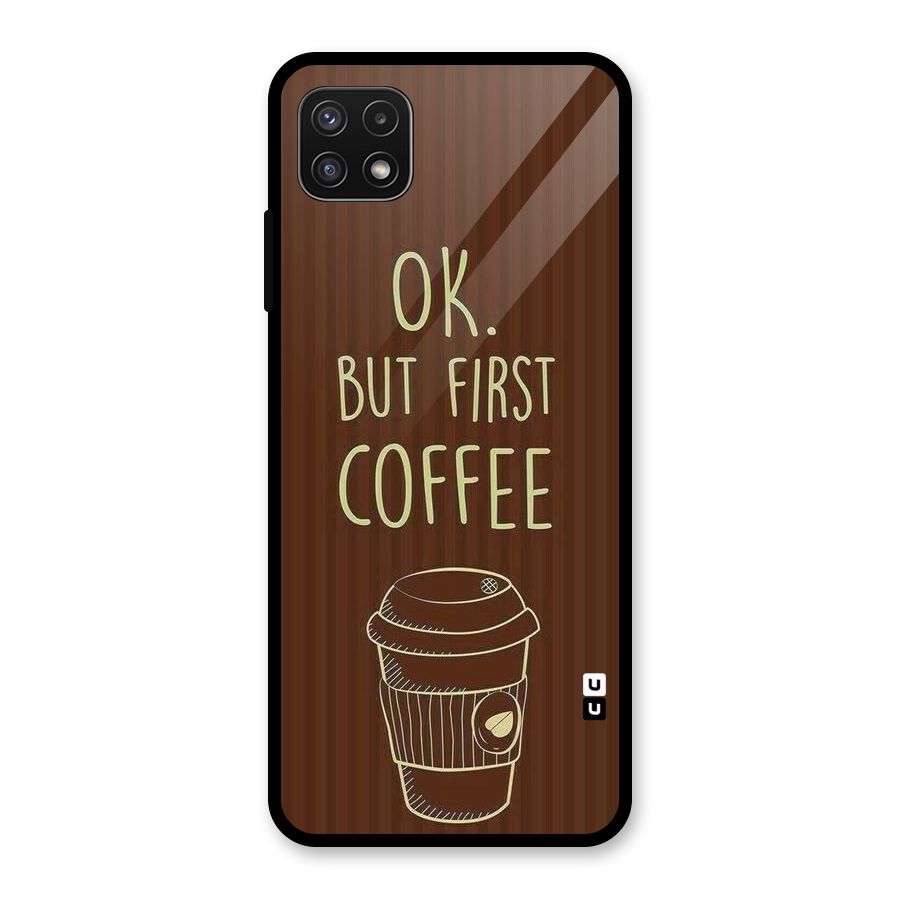 Coffee Stripes Glass Back Case for Galaxy A22 5G