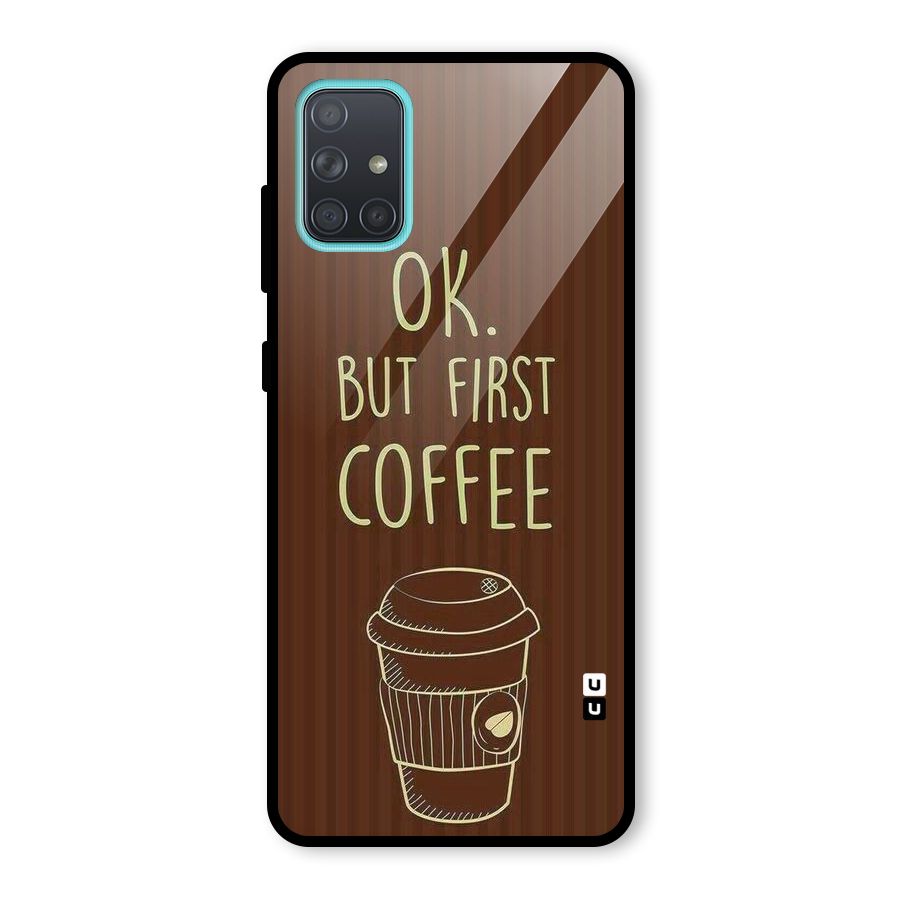 Coffee Stripes Glass Back Case for Galaxy A71