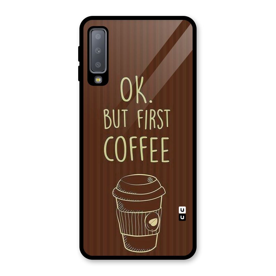 Coffee Stripes Glass Back Case for Galaxy A7 (2018)