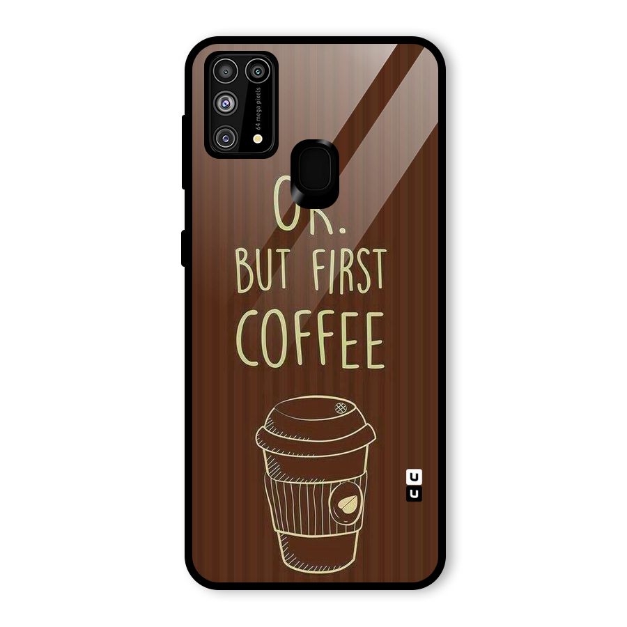 Coffee Stripes Glass Back Case for Galaxy F41