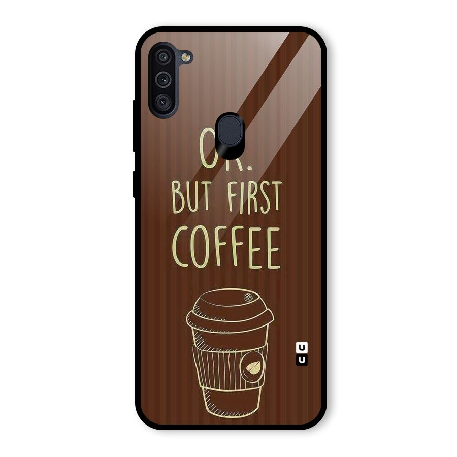 Coffee Stripes Glass Back Case for Galaxy M11