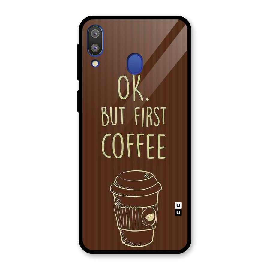 Coffee Stripes Glass Back Case for Galaxy M20