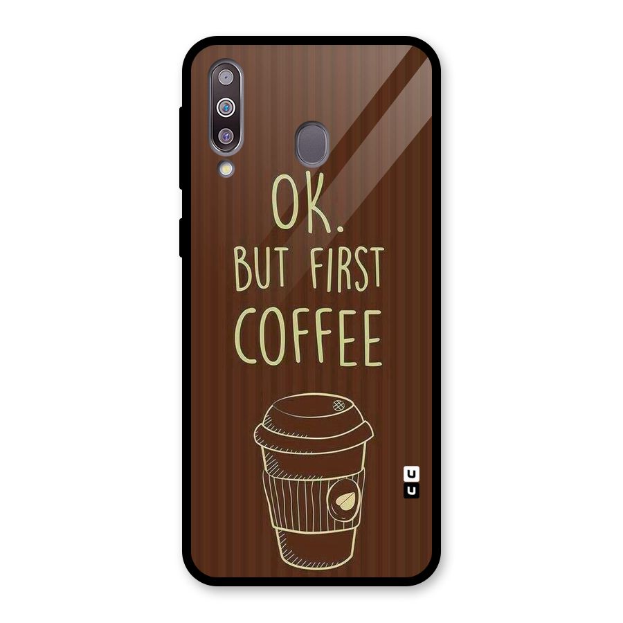 Coffee Stripes Glass Back Case for Galaxy M30