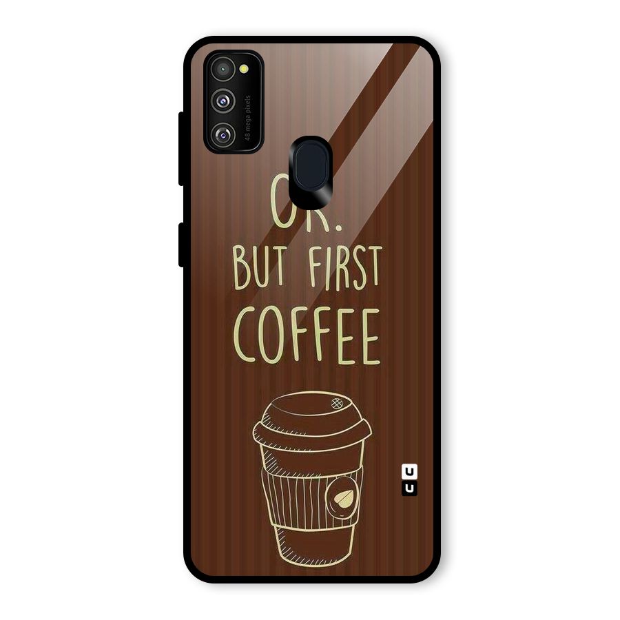 Coffee Stripes Glass Back Case for Galaxy M30s