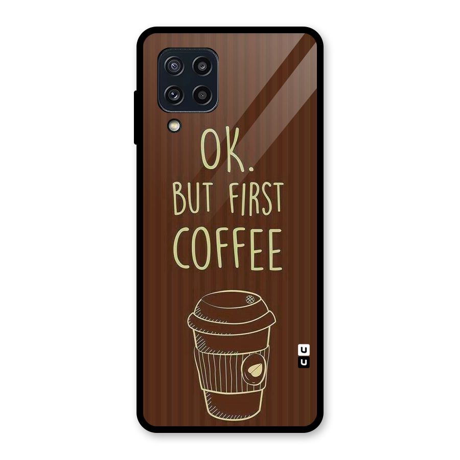 Coffee Stripes Glass Back Case for Galaxy M32