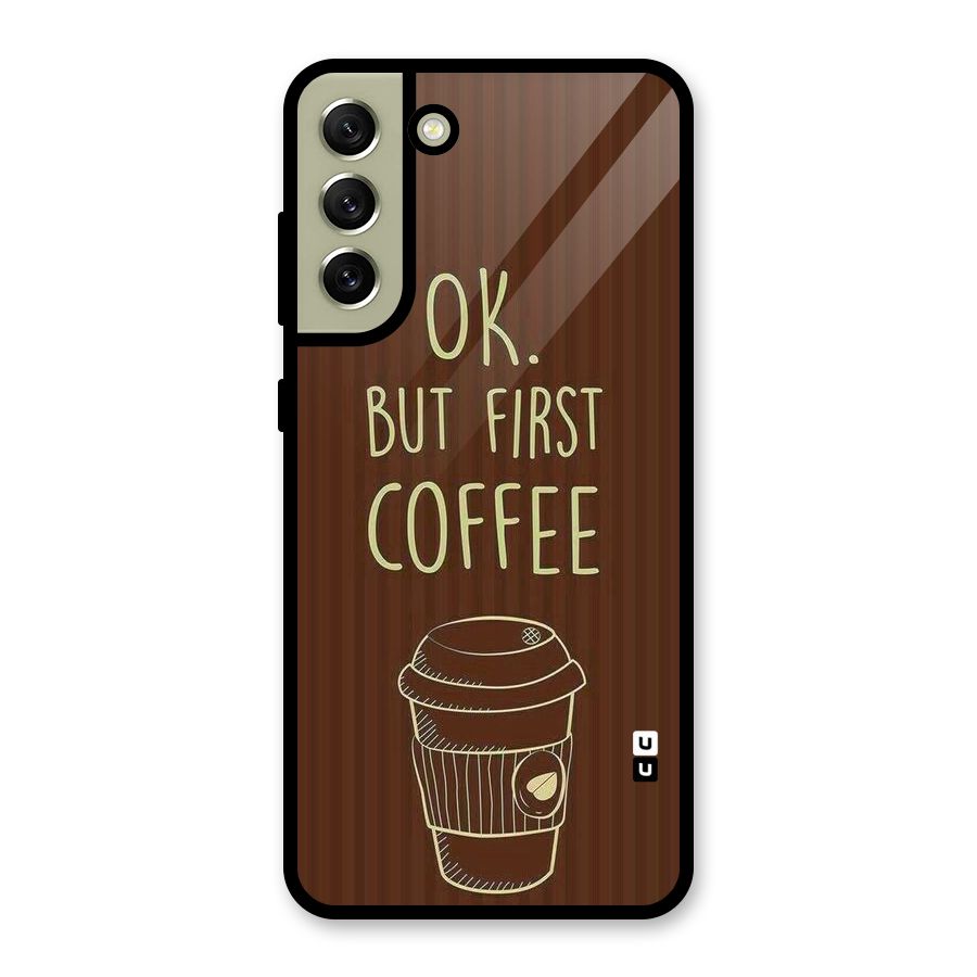 Coffee Stripes Glass Back Case for Galaxy S21 FE 5G