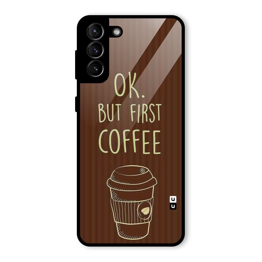 Coffee Stripes Glass Back Case for Galaxy S21 Plus