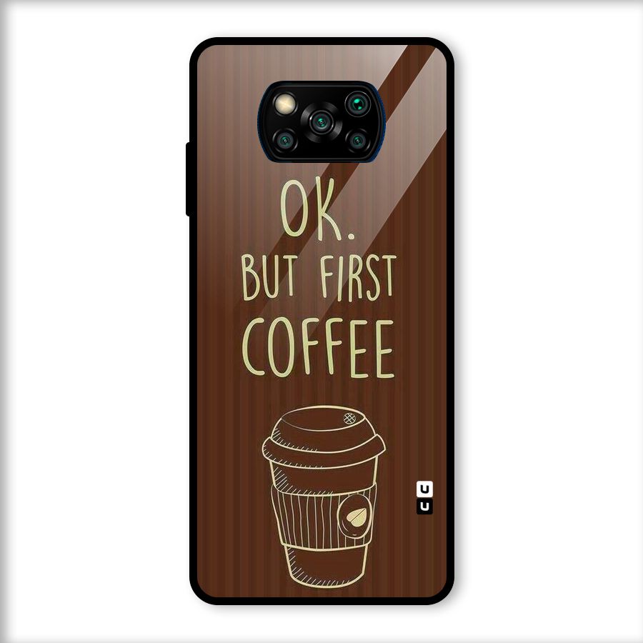 Coffee Stripes Glass Back Case for Poco X3