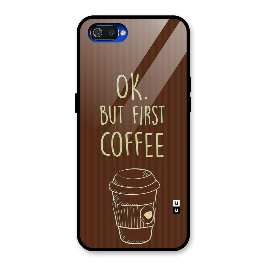Coffee Stripes Glass Back Case for Realme C2