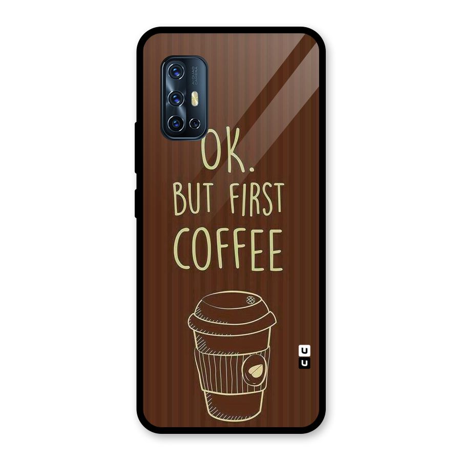 Coffee Stripes Glass Back Case for Vivo V17