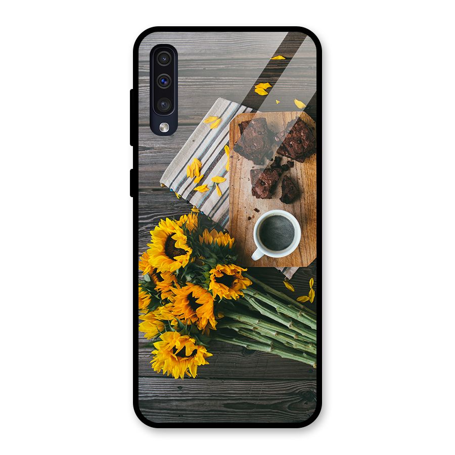 Coffee and Flowers Glass Back Case for Galaxy A50