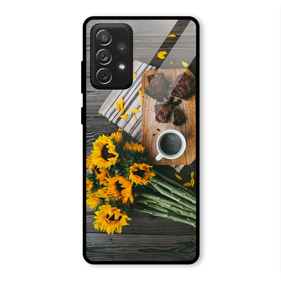 Coffee and Flowers Glass Back Case for Galaxy A72