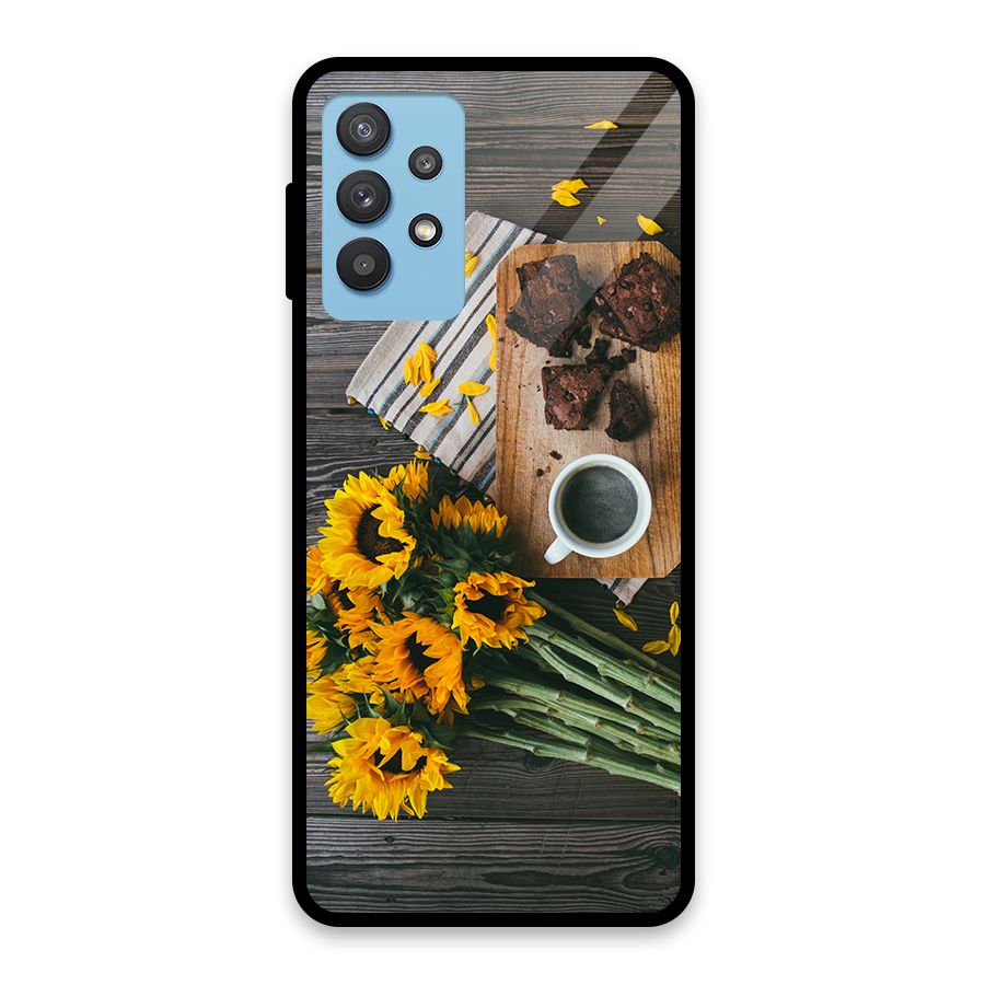 Coffee and Flowers Glass Back Case for Galaxy M32 5G