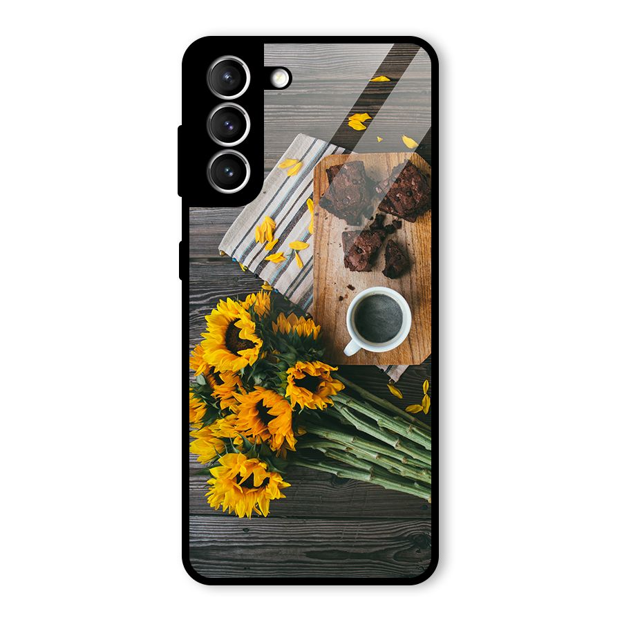 Coffee and Flowers Glass Back Case for Galaxy S21 5G