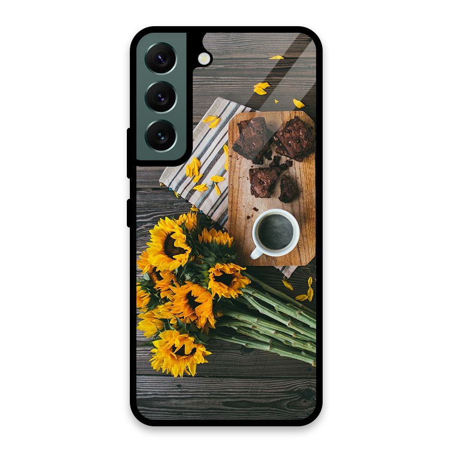 Coffee and Flowers Glass Back Case for Galaxy S22 5G