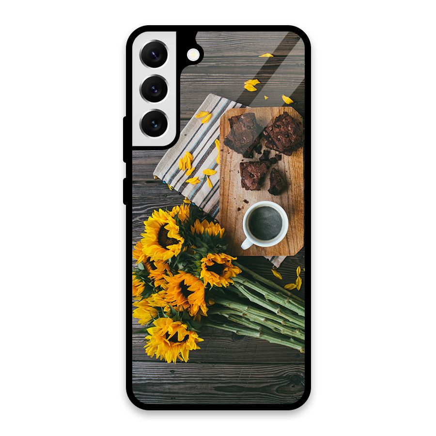 Coffee and Flowers Glass Back Case for Galaxy S22 Plus 5G