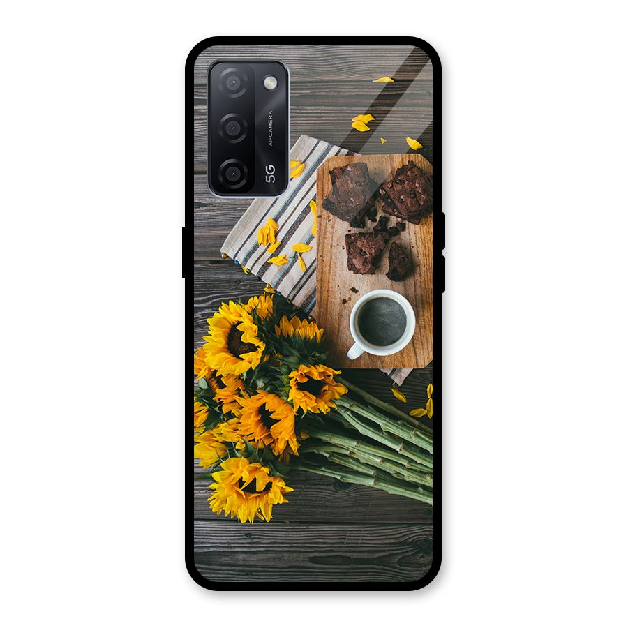 Coffee and Flowers Glass Back Case for Oppo A53s 5G