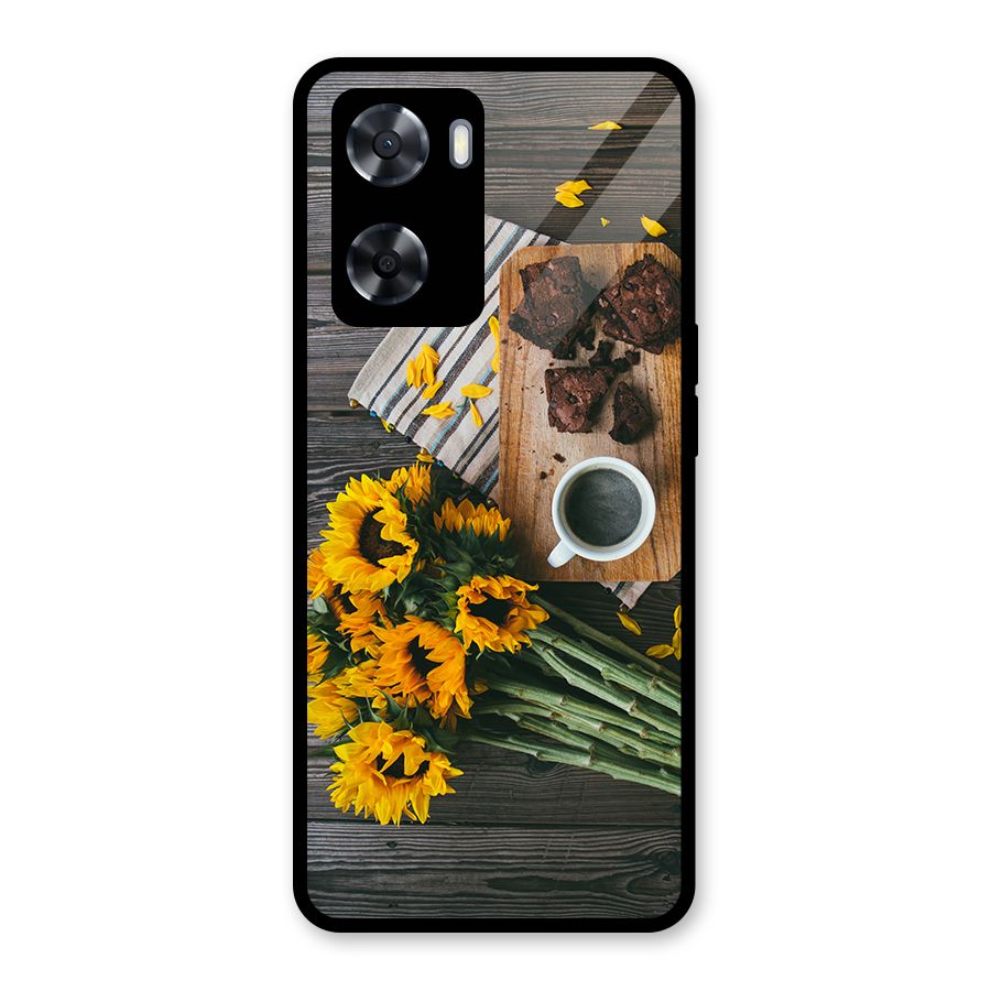 Coffee and Flowers Glass Back Case for Oppo A57 2022