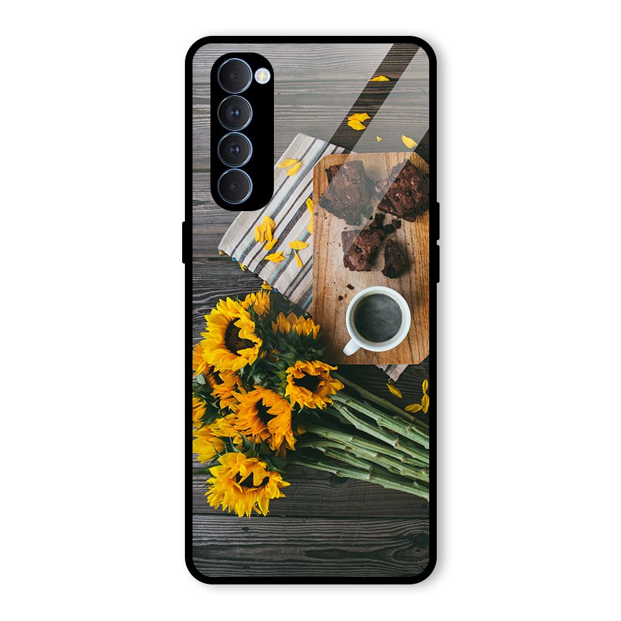 Coffee and Flowers Glass Back Case for Oppo Reno4 Pro