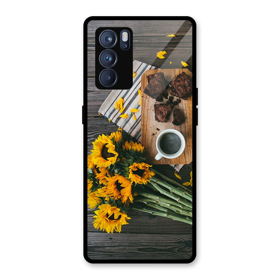 Coffee and Flowers Glass Back Case for Oppo Reno6 Pro 5G