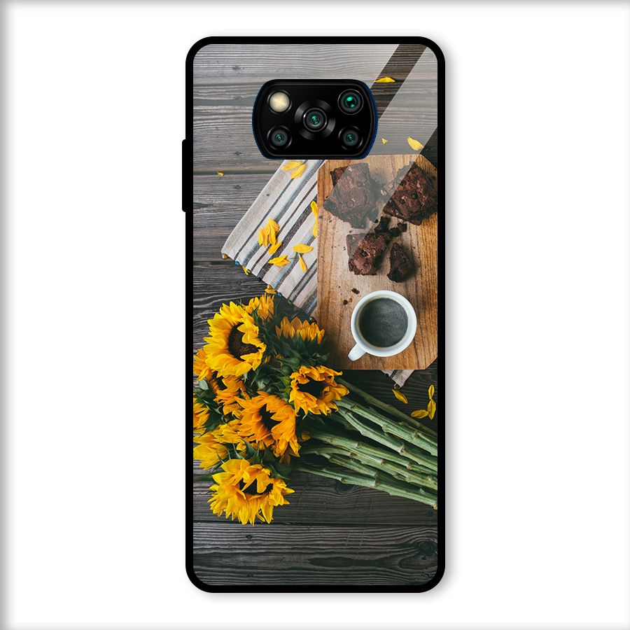 Coffee and Flowers Glass Back Case for Poco X3