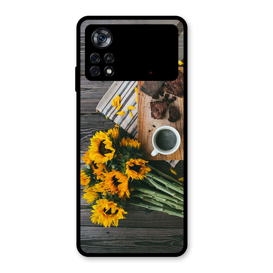 Coffee and Flowers Glass Back Case for Poco X4 Pro 5G