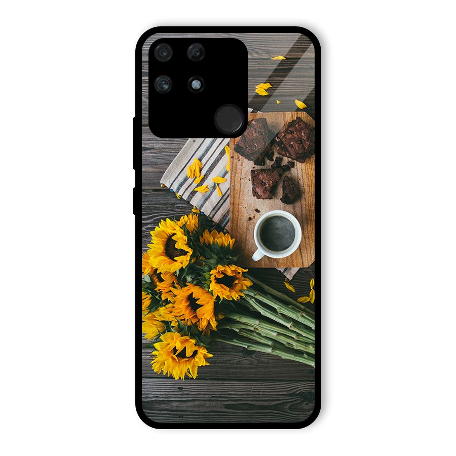 Coffee and Flowers Glass Back Case for Realme Narzo 50A