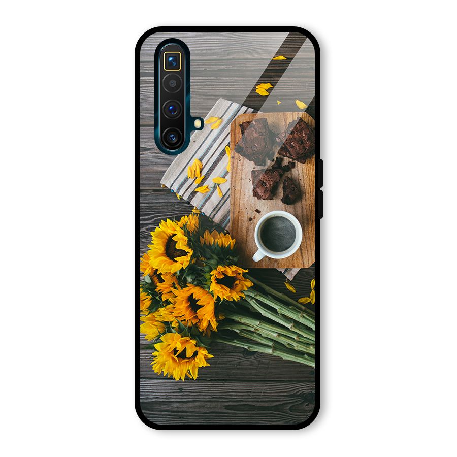 Coffee and Flowers Glass Back Case for Realme X3