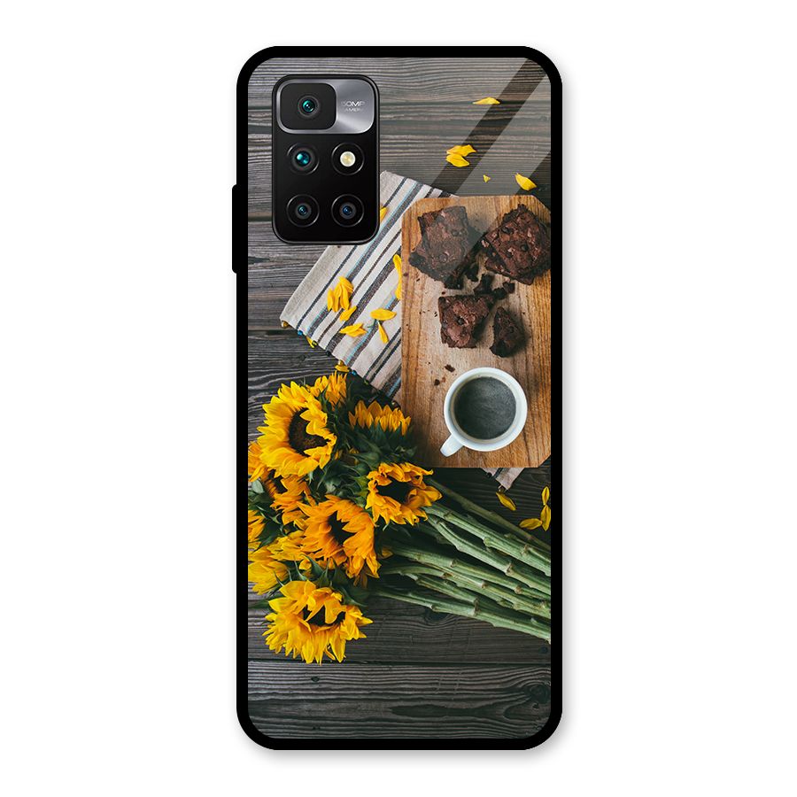 Coffee and Flowers Glass Back Case for Redmi 10 Prime
