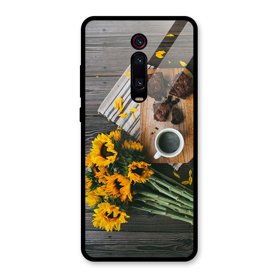 Coffee and Flowers Glass Back Case for Redmi K20