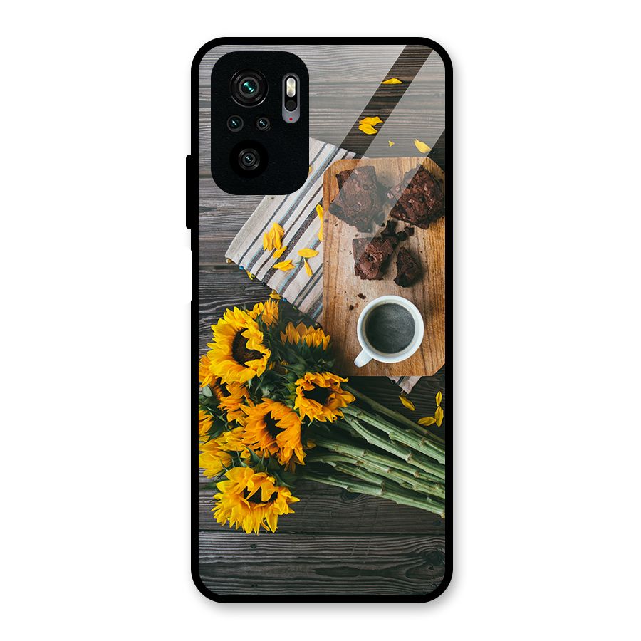 Coffee and Flowers Glass Back Case for Redmi Note 10