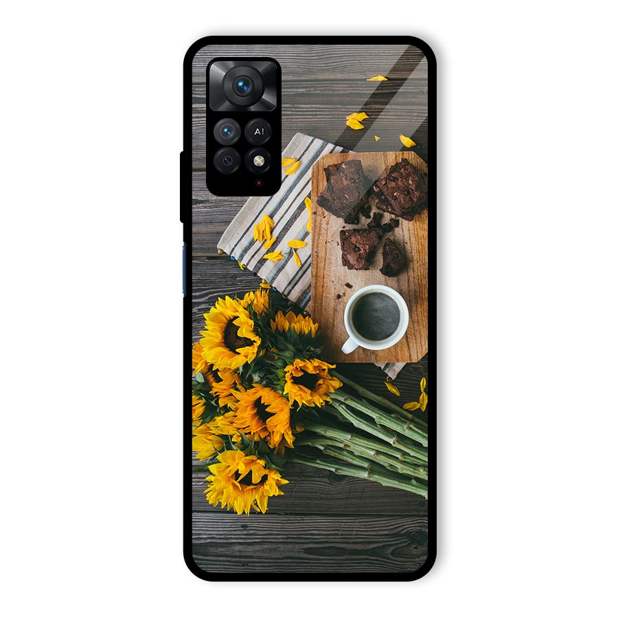 Coffee and Flowers Glass Back Case for Redmi Note 11 Pro