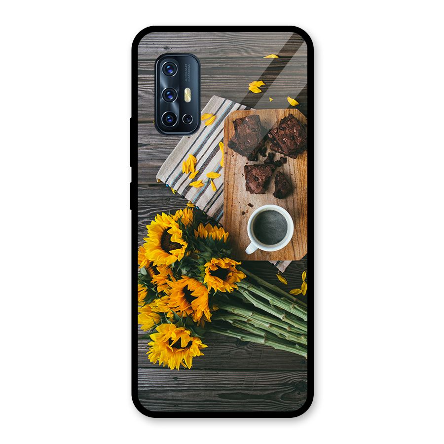 Coffee and Flowers Glass Back Case for Vivo V17