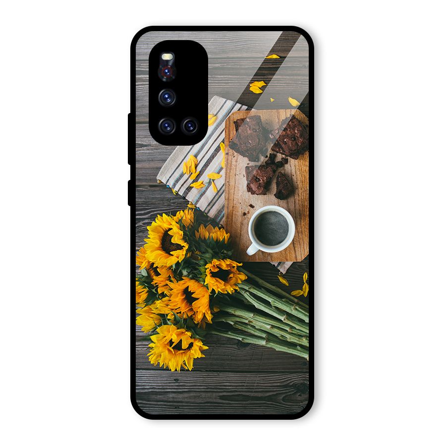 Coffee and Flowers Glass Back Case for Vivo V19