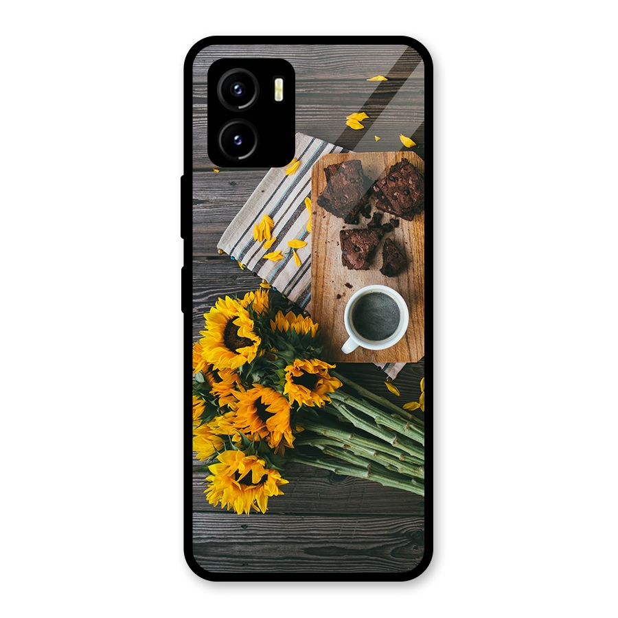 Coffee and Flowers Glass Back Case for Vivo Y15s