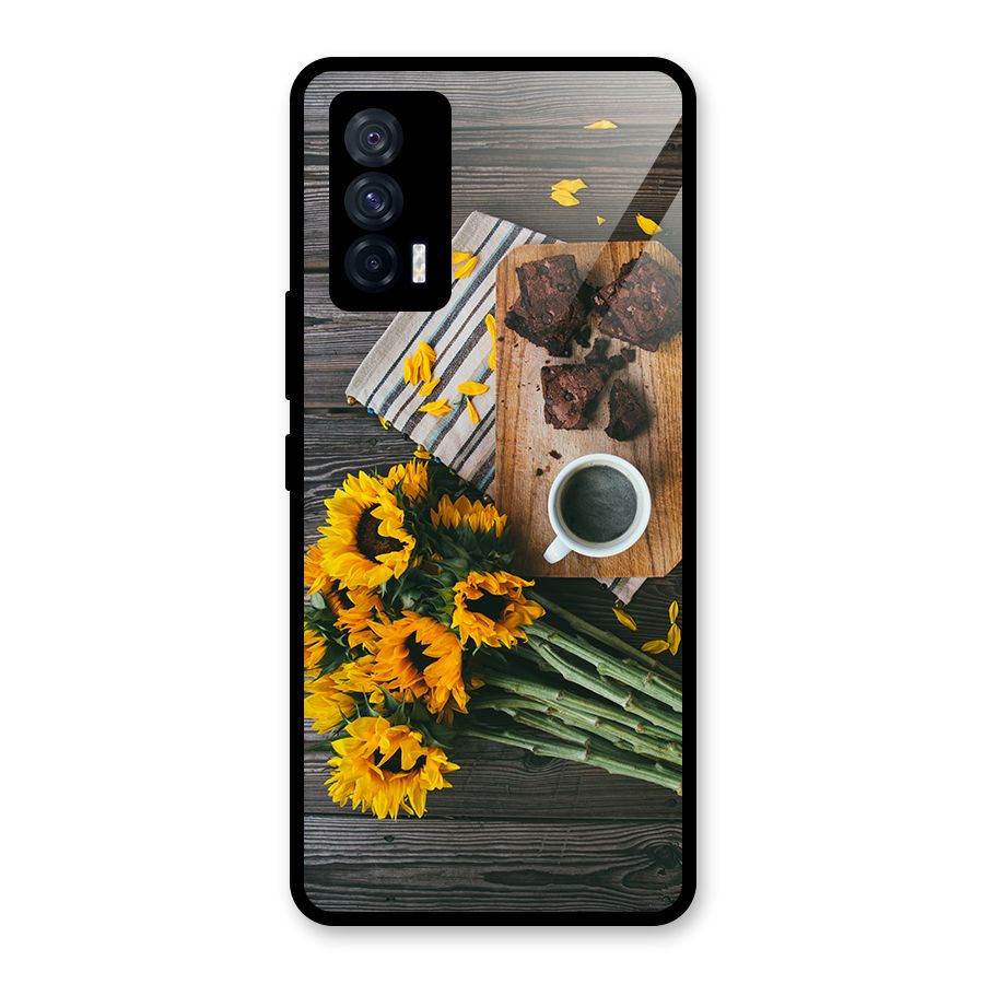 Coffee and Flowers Glass Back Case for Vivo iQOO 7 5G