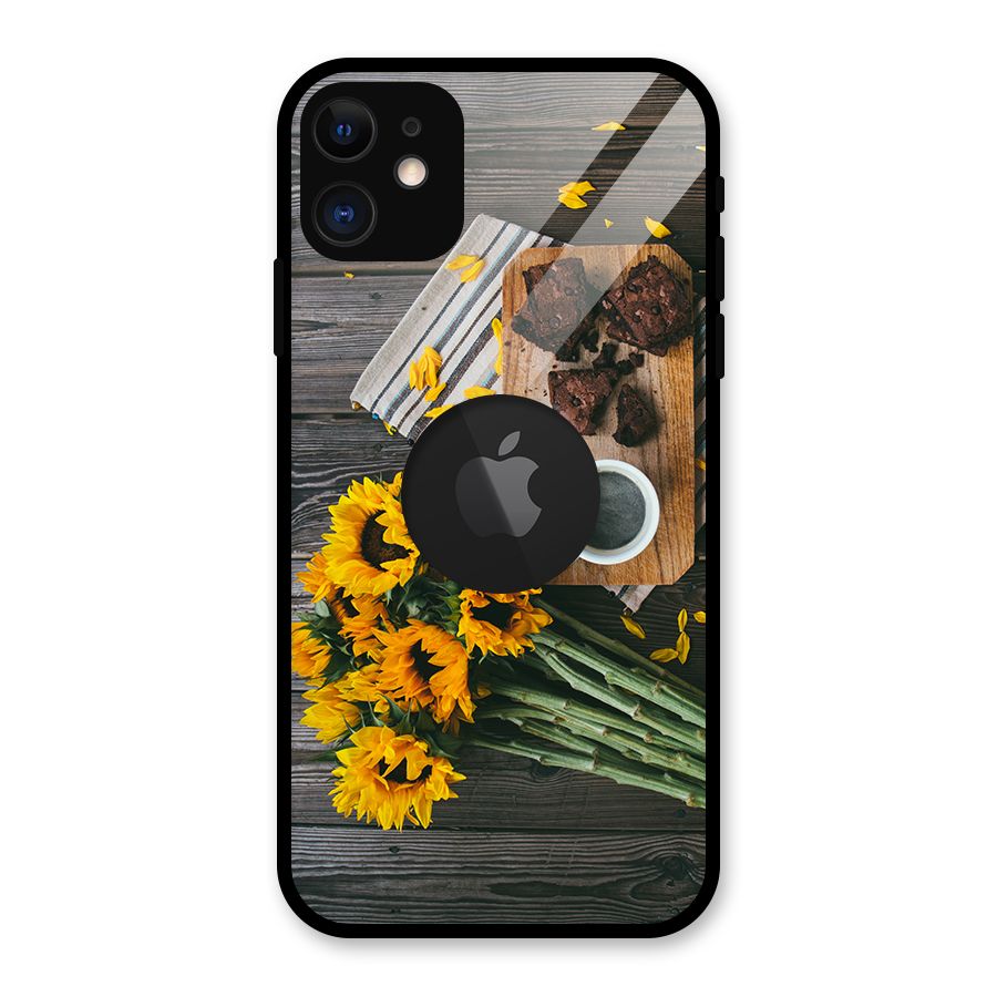 Coffee and Flowers Glass Back Case for iPhone 11 Logo Cut