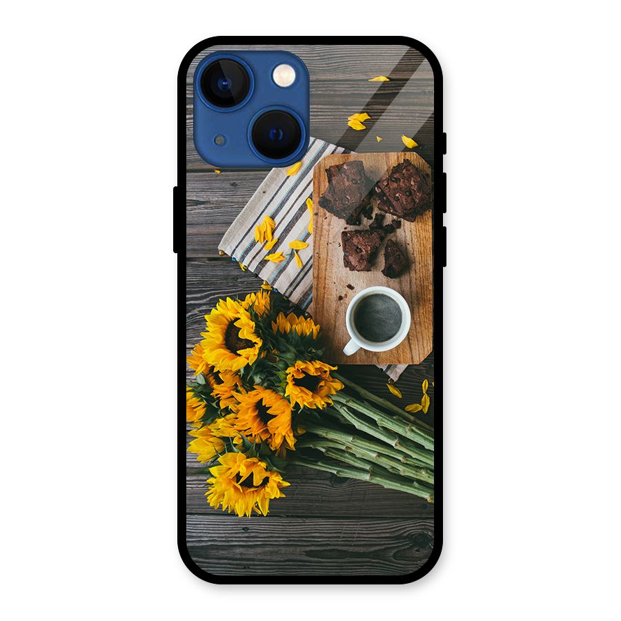 Coffee and Flowers Glass Back Case for iPhone 13 Mini