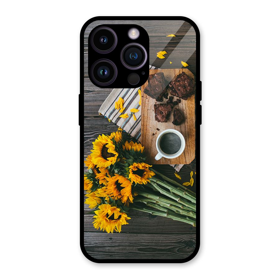 Coffee and Flowers Glass Back Case for iPhone 14 Pro