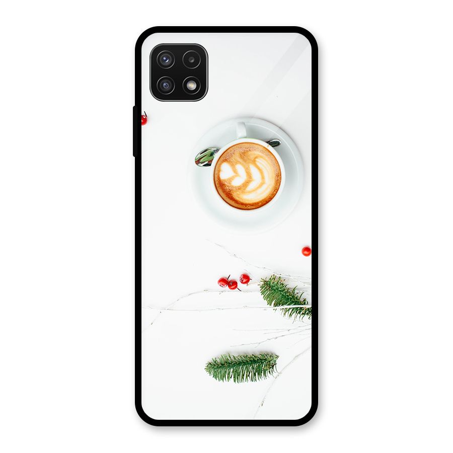 Coffee and Leafs Glass Back Case for Galaxy A22 5G