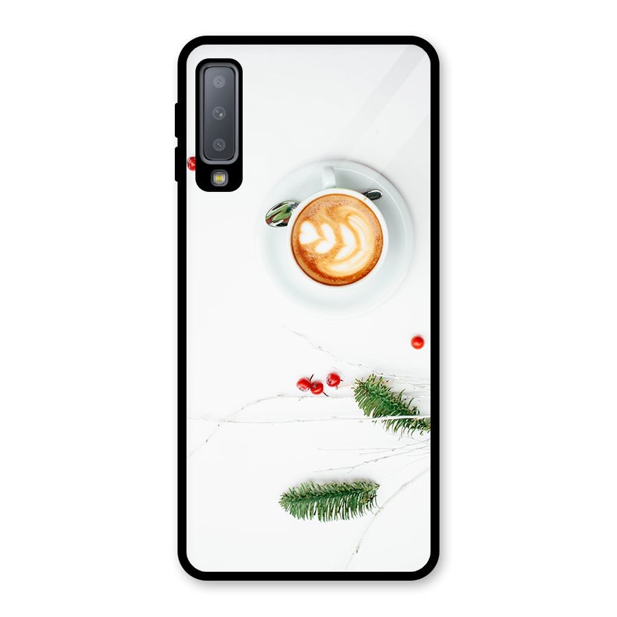 Coffee and Leafs Glass Back Case for Galaxy A7 (2018)