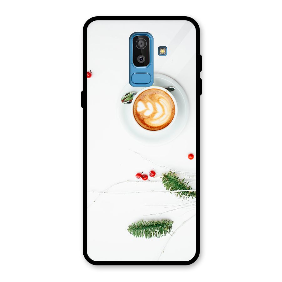 Coffee and Leafs Glass Back Case for Galaxy J8