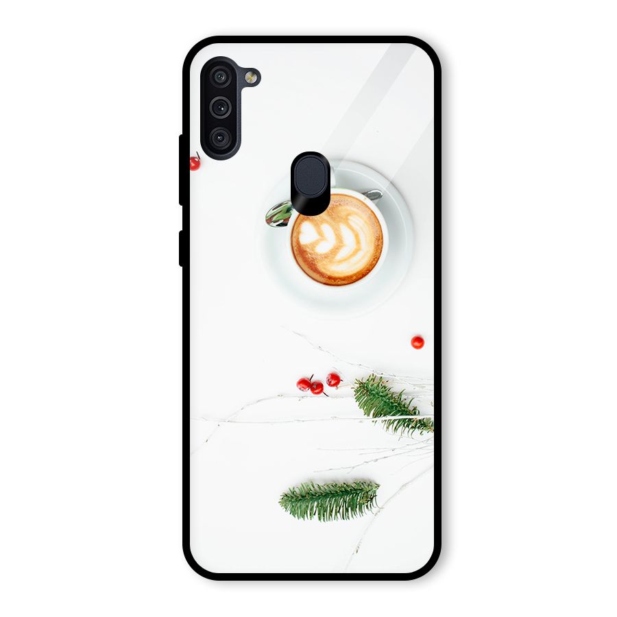 Coffee and Leafs Glass Back Case for Galaxy M11
